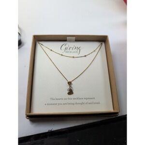 DEMDACO Women's Lariat Double-Heart Charm "Giving"‎ Necklace